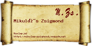 Mikulás Zsigmond névjegykártya